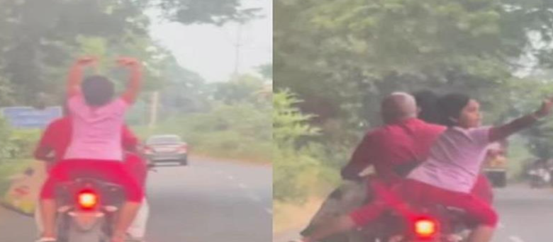 चलती बाइक पर लड़की के डांस ने इंटरनेट पर लगाई आग, देखें वायरल वीडियो