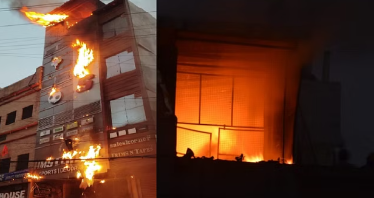 आतिशबाजी की चिंगारी से स्पोर्ट्स शॉप में लगी आग, दमकल की छह गाड़ियों ने डेढ़ घंटे में पाया